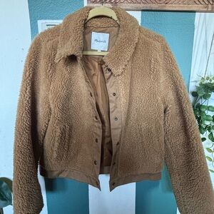 Madewell Cozy Teddy Jacket in Camel Brown